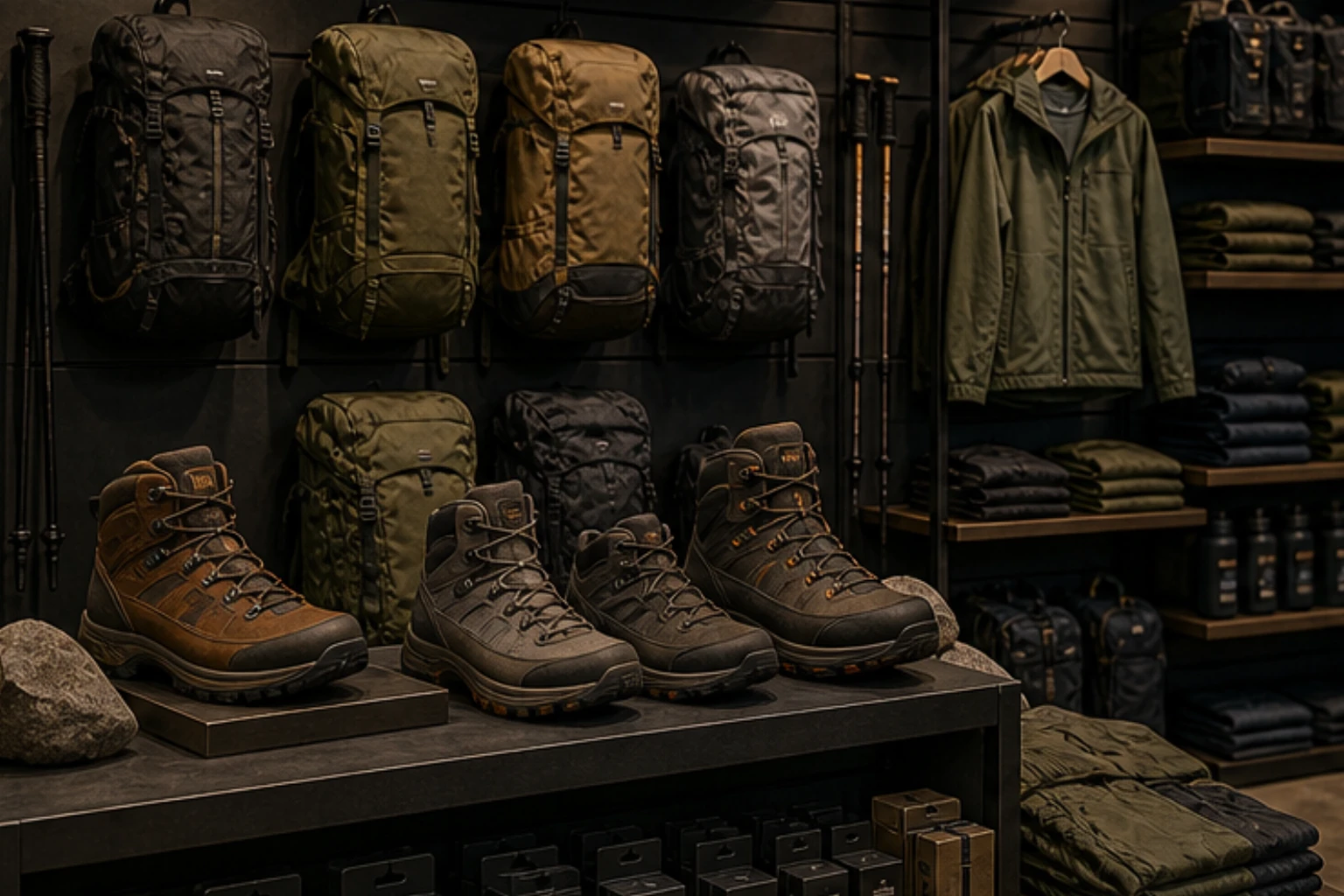 hiking edit with boots poles packs and trail-ready apparel